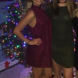 Burgundy Velvet Mini Dress